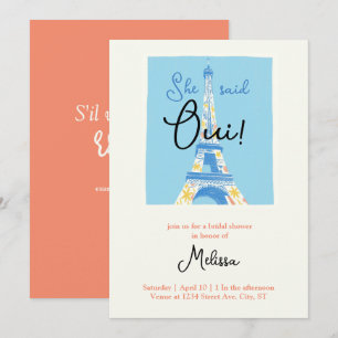 Paris Eiffel Tower bridal shower invitations