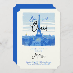 Paris Eiffel Tower bridal shower invitations