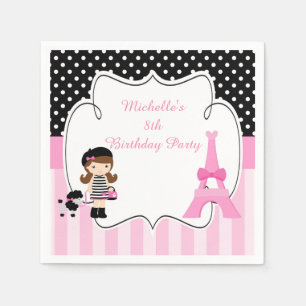 Paris Eiffel Tower Brunette Girl Napkin