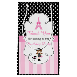 Paris Eiffel Tower Brunette Girl Small Gift Bag