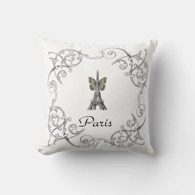 Paris Eiffel Tower Butterfly Pillow (Front)