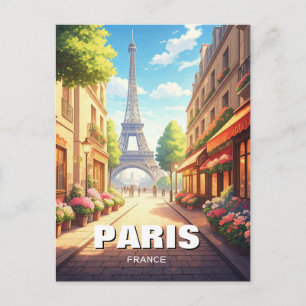Paris Eiffel Tower Cafes Postcard