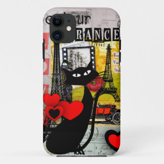 Paris Eiffel Tower Cat Lovers gifts iPhone 11 Case