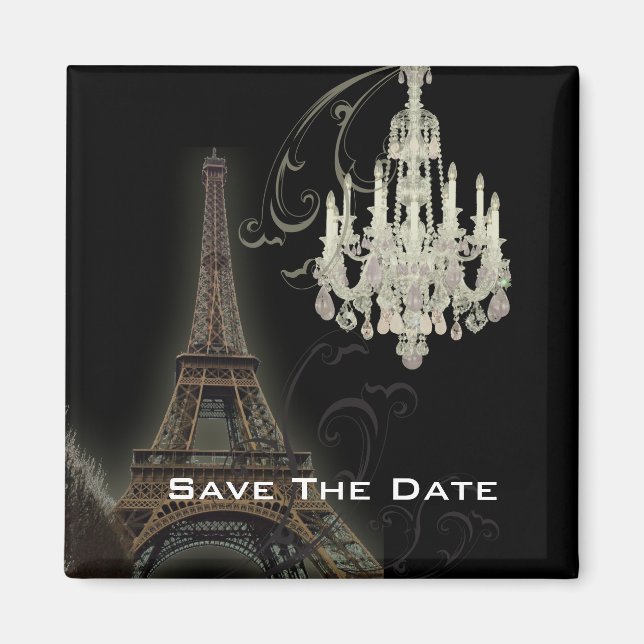 Paris Eiffel Tower Chandelier vintage wedding Magnet (Front)