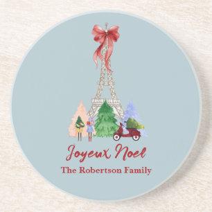 Paris Eiffel Tower Christmas Holiday Custom Coaster