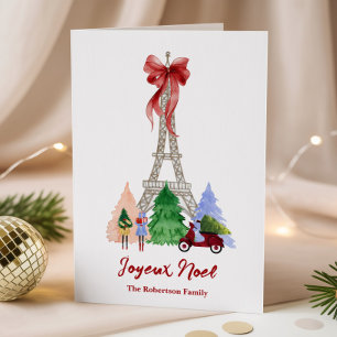 Paris Eiffel Tower Christmas Holiday Personalised Card