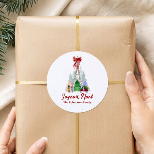 Paris Eiffel Tower Christmas Holiday Personalised Classic Round Sticker