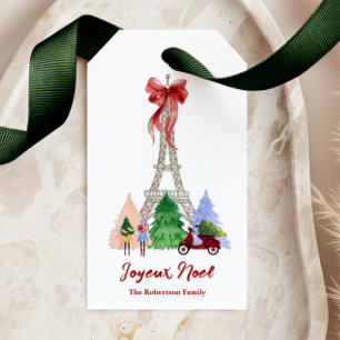Paris Eiffel Tower Christmas Holiday Personalised Gift Tags