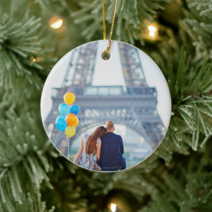 Paris Eiffel Tower Christmas Holiday Personalized Ceramic Tree Decoration