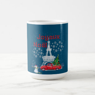 Paris Eiffel Tower Christmas Tree Red Truck Joyeux Coffee Mug