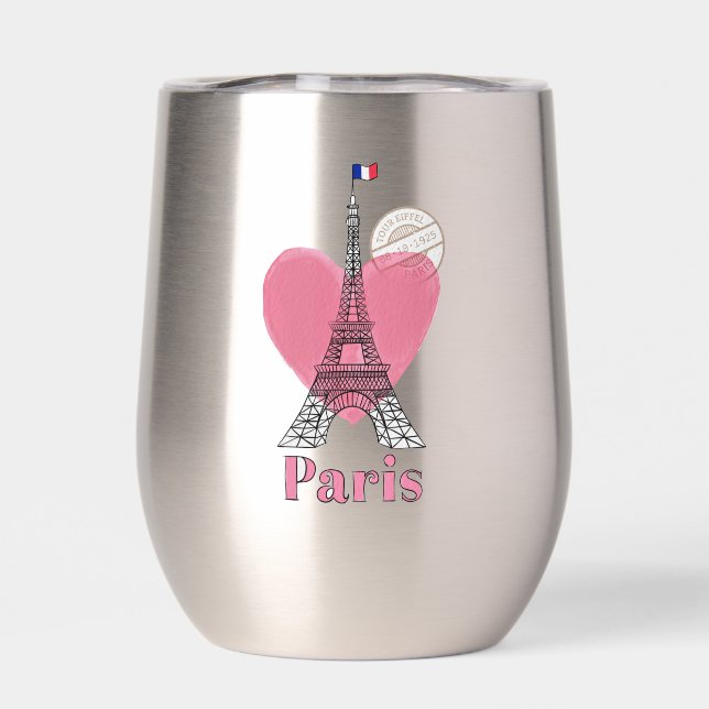 Paris Eiffel Tower Design Thermal Wine Tumbler (Back)