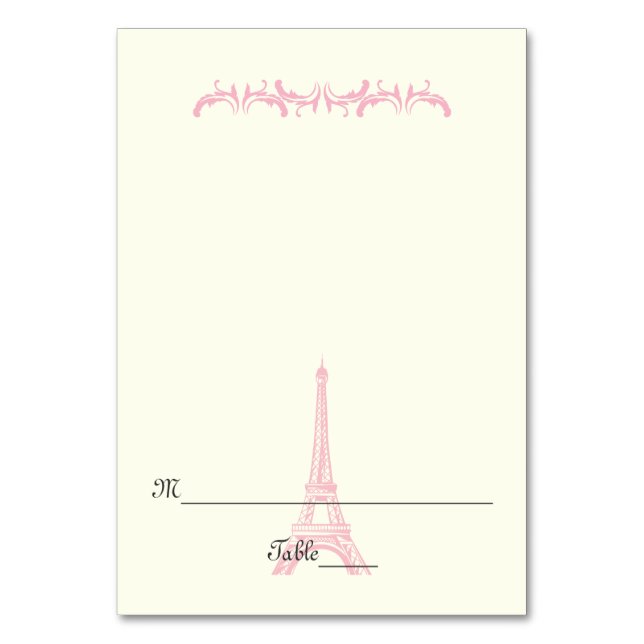 Paris Eiffel Tower destination wedding escort card (Front)