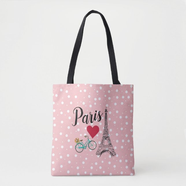 Paris Eiffel Tower Dot Tote Bag (Front)