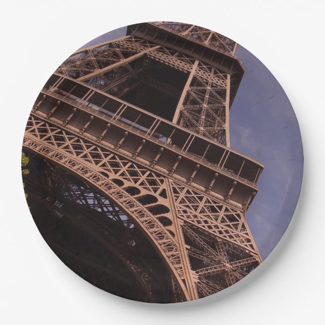 Paris Eiffel Tower Famous Landmark Photo Paper Plate (Front)