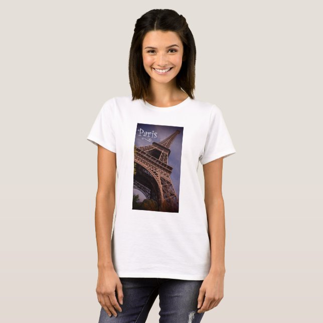 Paris Eiffel Tower Famous Landmark Photo T-Shirt (Front Full)