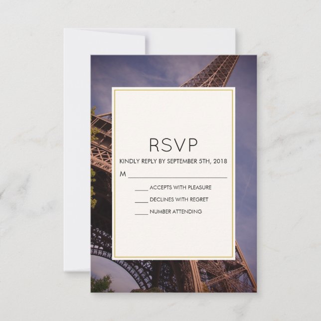 Paris Eiffel Tower Famous Landmark Wedding RSVP Card (Front)