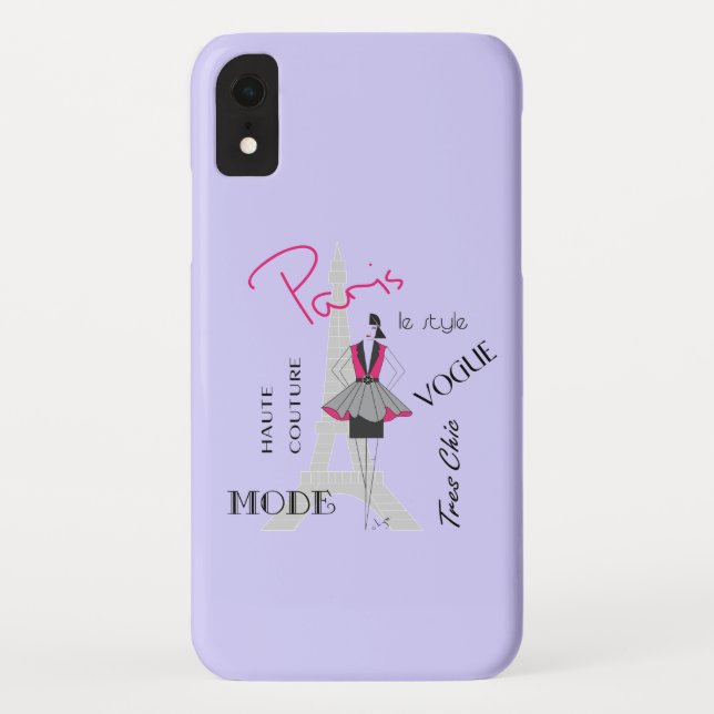 Paris Eiffel Tower Fashion Lite Purple Case-Mate iPhone Case (Back)