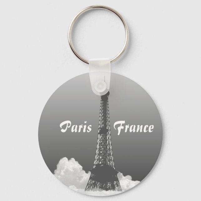 Paris Eiffel Tower Floats in Cloud Keyring (Front)