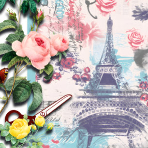 Paris Eiffel Tower Floral Tissue Paper