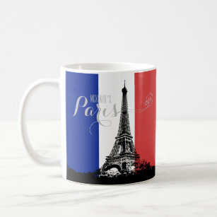 Paris Eiffel Tower France Flag Monogram Coffee Mug