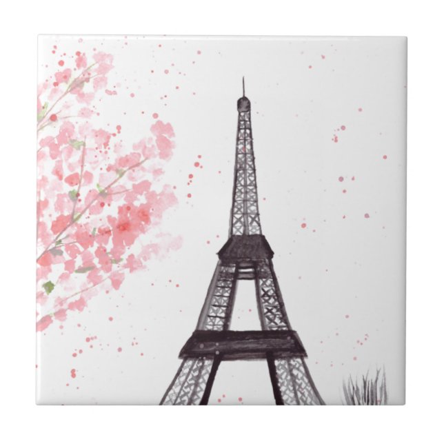 Paris Eiffel Tower France Kitchen Decor French Tile (Front)