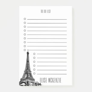 Paris Eiffel Tower France Name To Do List 4x6 Post-it Notes