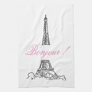 Paris Eiffel Tower France Pink Decor Hand Towel
