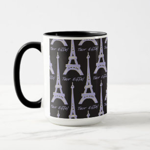 Paris Eiffel Tower France Purple and Black Mug