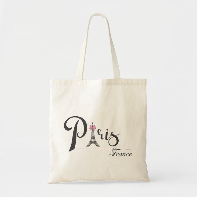 Paris-Eiffel-Tower French Bow Chic Tote Bag (Front)