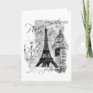 Paris Eiffel Tower French Scene Collage Card