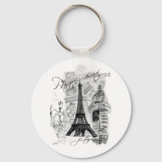 Paris Eiffel Tower French Scene Collage Key Ring
