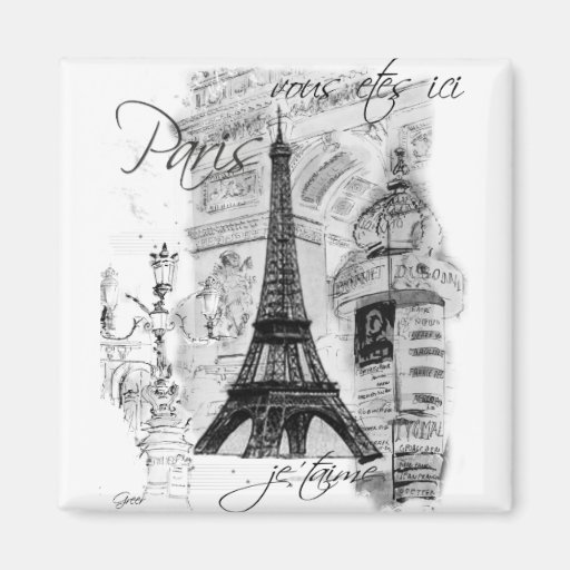 Image of Paris Eiffel Tower French Scene Collage Magnet