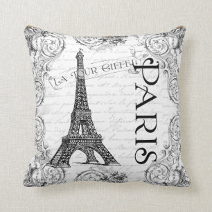 Paris Eiffel Tower French Scrolls Cushion