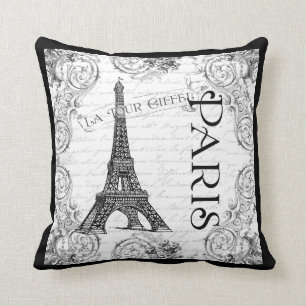 Paris Eiffel Tower French Scrolls Cushion