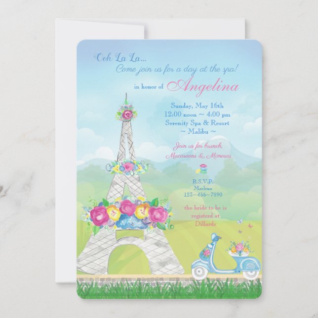 Paris Eiffel Tower, French Theme Party  Invitation (Front)