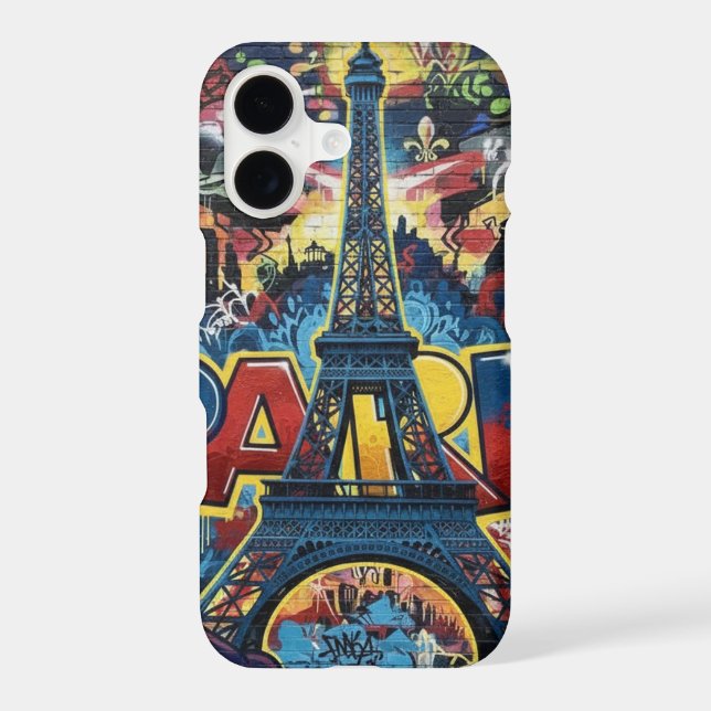 Paris Eiffel Tower Graffiti Street Art iPhone Case (Back)