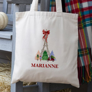 Paris Eiffel Tower Holiday in France Christmas Tote Bag