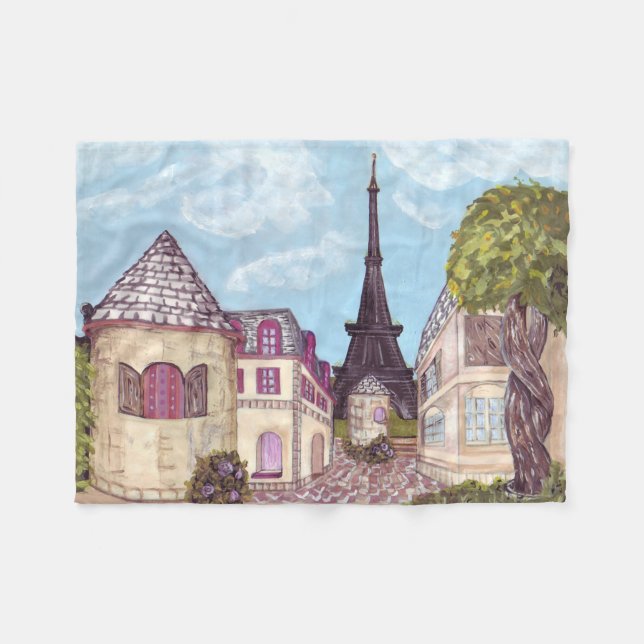 Paris Eiffel Tower inspired landscape blanket (Front (Horizontal))