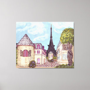 Paris Eiffel Tower inspired landscape scan 2010 Canvas Print