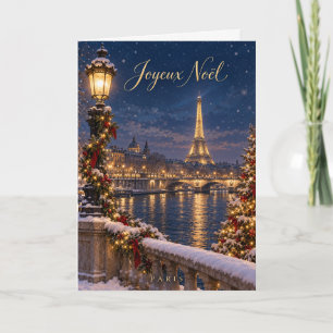 Paris Eiffel Tower Joyeux Noël Holiday Card
