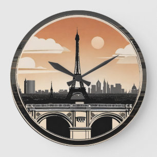 Paris Eiffel Tower Large Clock