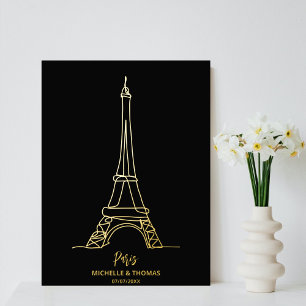 Paris Eiffel Tower Line Art Wall Travel Couple Foil Prints
