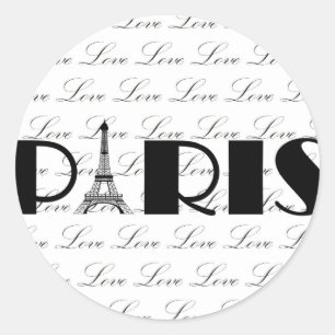 Paris Eiffel Tower Love Classic Round Sticker