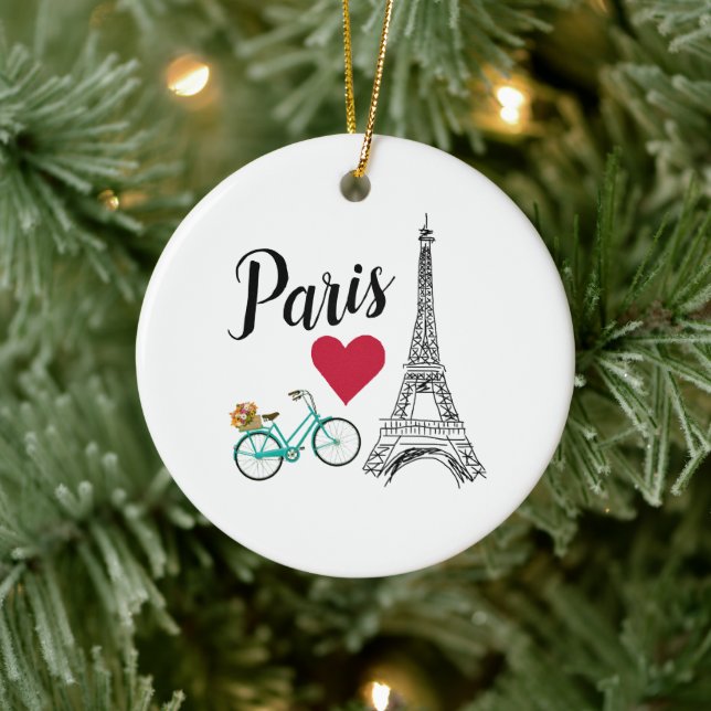Paris Eiffel Tower Love Illustration Ceramic Tree Decoration (Tree)