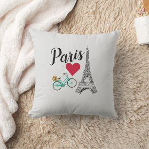 Paris Eiffel Tower Love Illustration Cushion