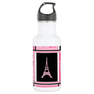 Paris Eiffel Tower Love Pink Black 532 Ml Water Bottle