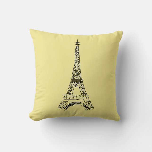 Paris Eiffel Tower Love Throw Pillow (Front)