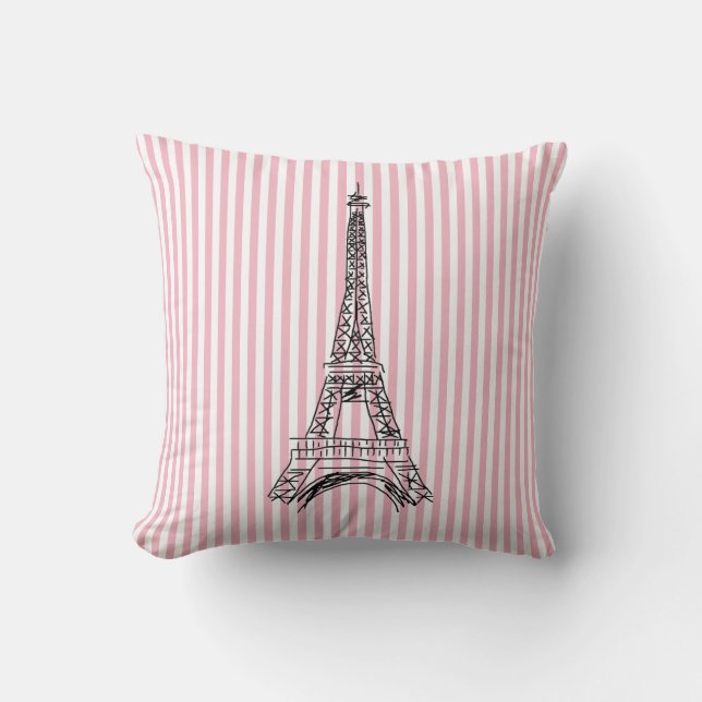 Paris Eiffel Tower Love Throw Pillow (Front)