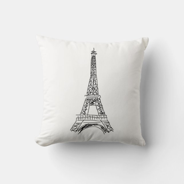 Paris Eiffel Tower Love Throw Pillow (Front)