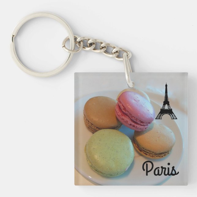 Paris Eiffel Tower Macaroons Key Ring (Front)